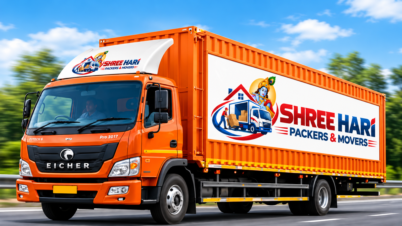 Shree Hari Packers & Movers truck on the highway